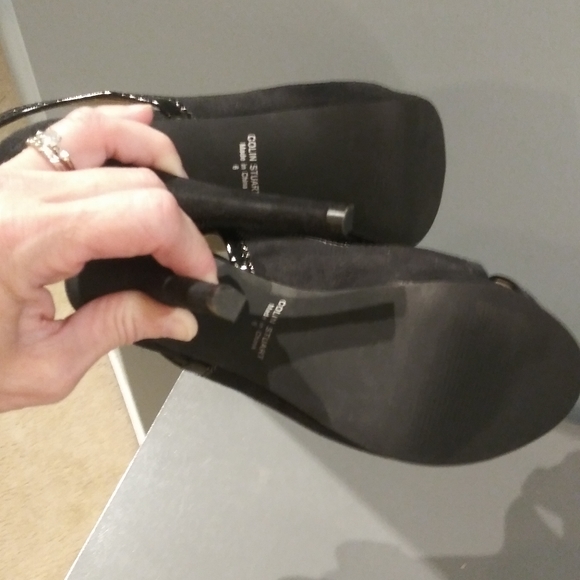 Colin Stuart Black Suede & Patent Leather Sling Heels | Size 6 - Picture 12 of 12